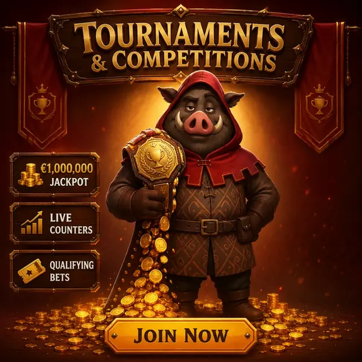 Gardien sanglier organisant des tournois chez Kingia Tournaments & Competitions avec ceinture de championnat